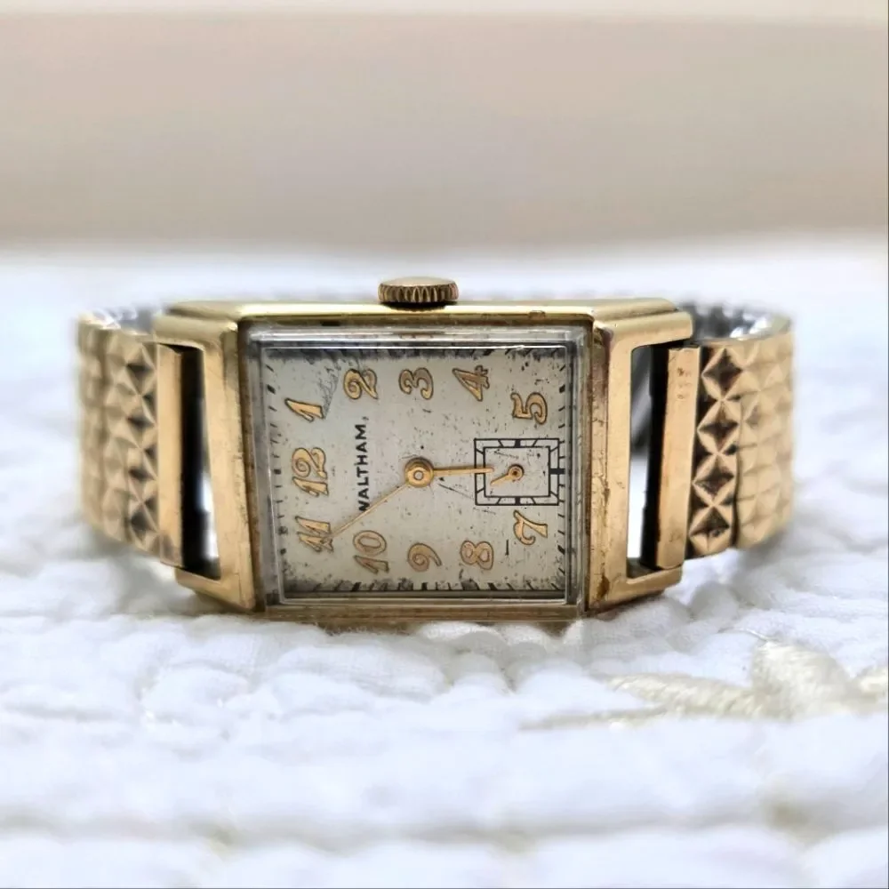 Vintage Waltham Art Deco Tank Watch 10K Gold Filled 17J Small Seconds Classic
